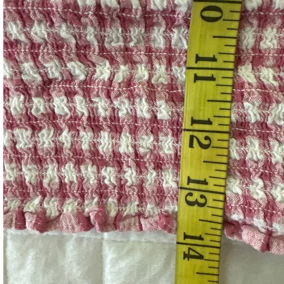 AMERICAN EAGLE Womens Top XS Red Gingham Plaid Cropped Smocked Summer Coquette - Picture 8 of 8